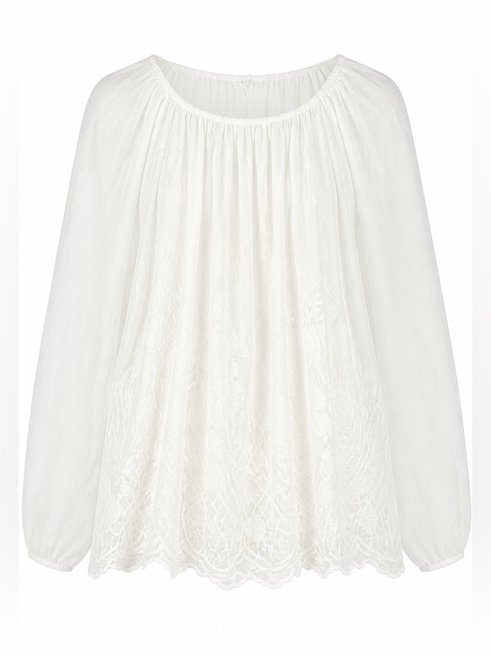 Viola Borghi Cream Embroidered Peasant Blouse. Sz S